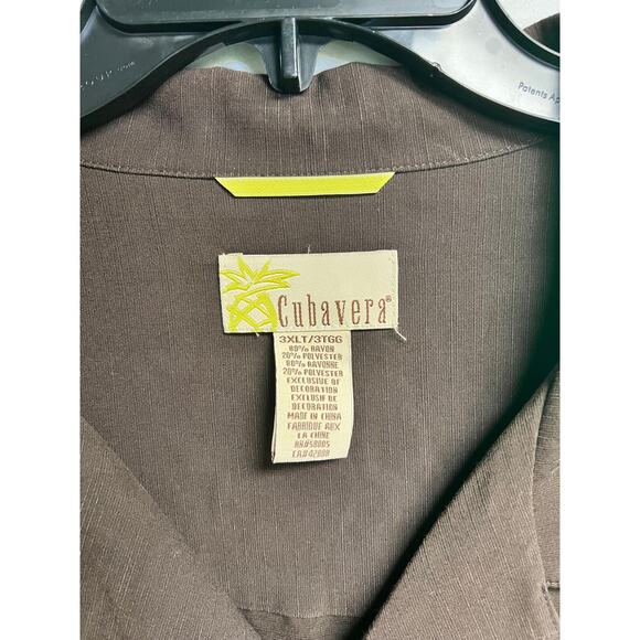 Men's Big and Tall (3XLT) Cubavera Brown Casual Button Down Shirt - Picture 2 of 5